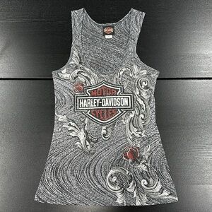 Harley-Davidson Tattoo Style Printed Grey Tank Top - S